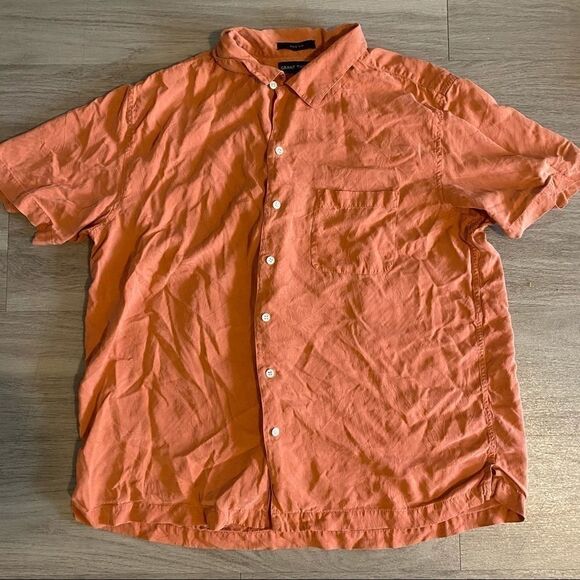 Grant Thomas, pure silk, light orange button down - Picture 1 of 7